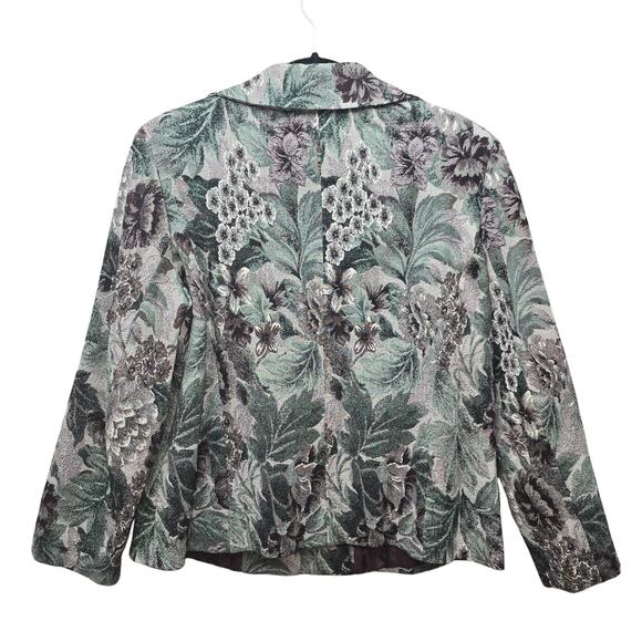 VTG Sag Harbor Tapestry Blazer Womens Size 12 Dark Floral Grannycore Whimsigoth - Picture 2 of 5